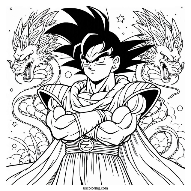 Dragon Ball Z Coloring Page Of Raditz Standing with Arms Crossed