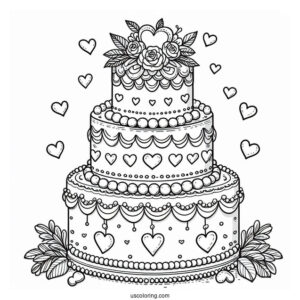 Grand Tiered Cake With Hearts