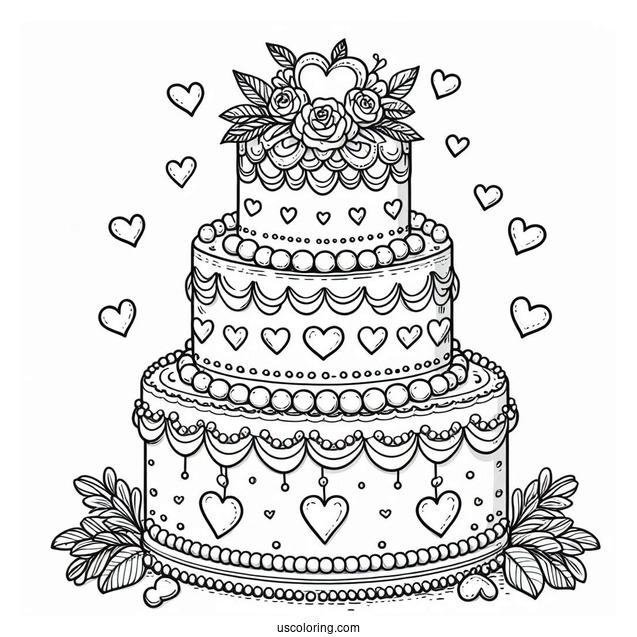 Grand Tiered Cake With Hearts