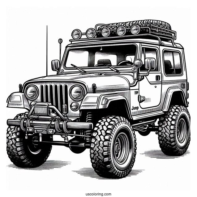 Detailed Jeep 4X4 Coloring Page