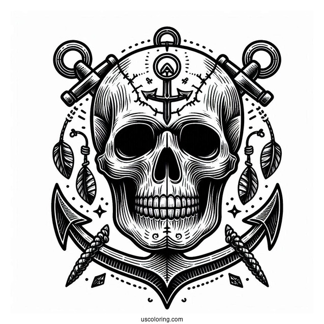 Danger Full Skull Skeleton Coloring Page