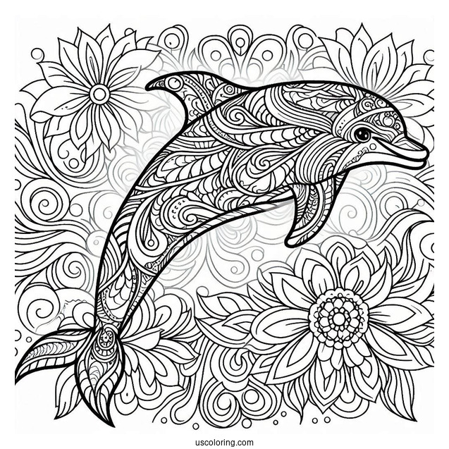 Mandala Dolphin Coloring Page For Adults