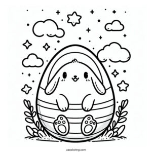 Cartoon Easter Egg With Tiny Bunny On Top