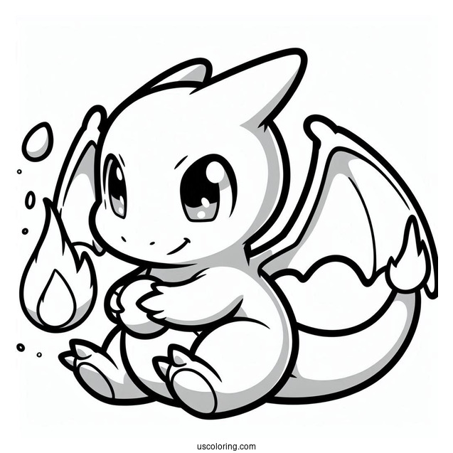 Cute Chibi Charizard Coloring In