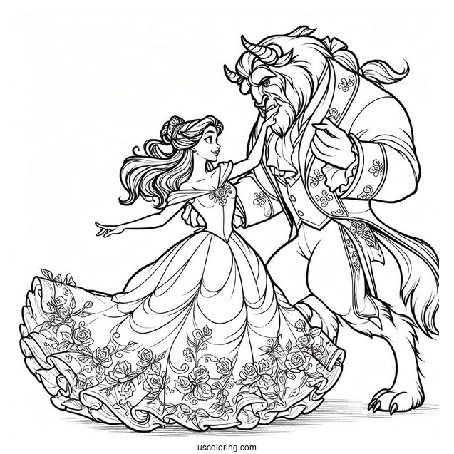 Princess Belle Dancing With Adam The Beast