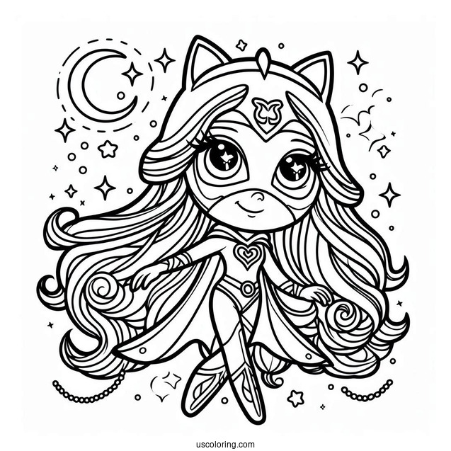 PJ Masks Coloring Page Of Luna Girl In The Night Sky