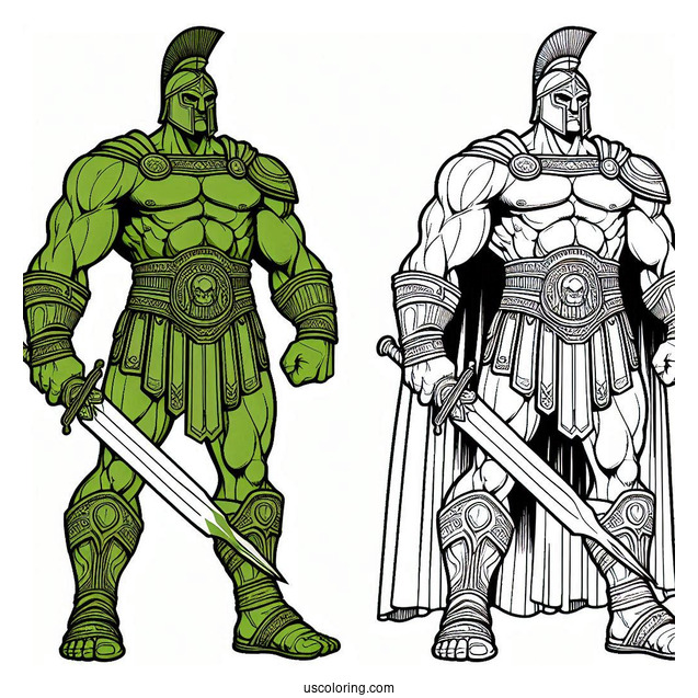 Hulk Coloring Page In Gladiator Armor