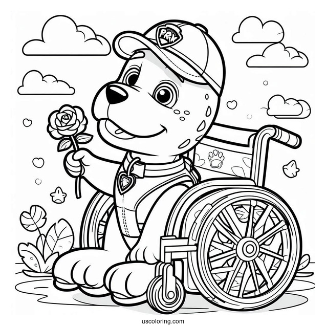 Coloring Sheet Of Rex In His Wheelchair