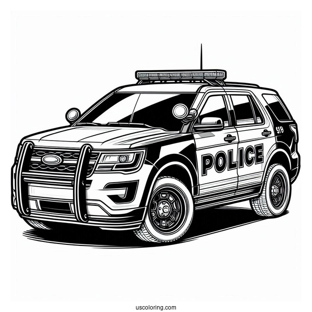 Police SUV Car Coloring Picture