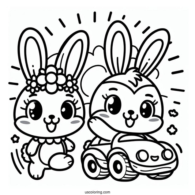 Sunny Bunnies Coloring Page Of Cute Turbo Waving