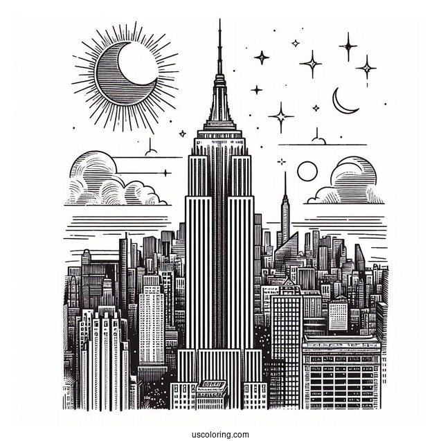 New York Coloring Page Of Empire State Building