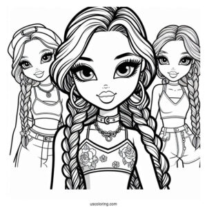 Yasmin In Braids And Crop Top Coloring Sheet