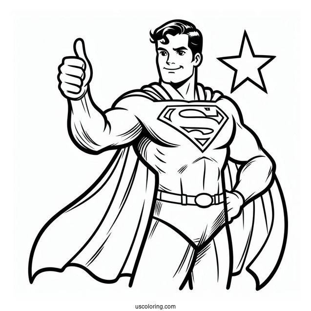 Superman With Cape Coloring Page