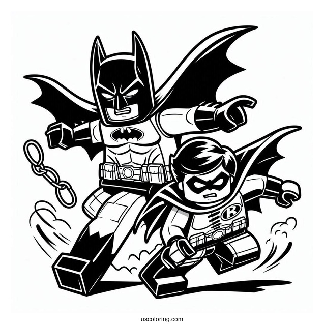 Lego Batman And Robin Fighting Crime Coloring