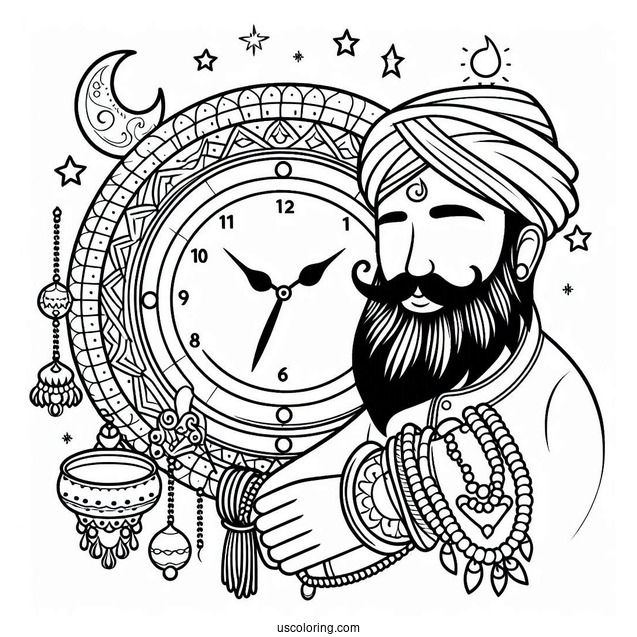 Simple To Color Clock For Kids