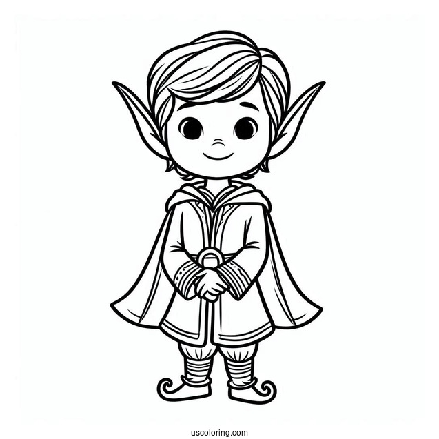 Easy Outline Of An Elf To Color For Kids