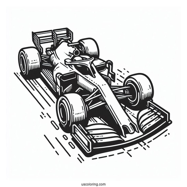 Easy Formula 1 Race Car For Kids To Color
