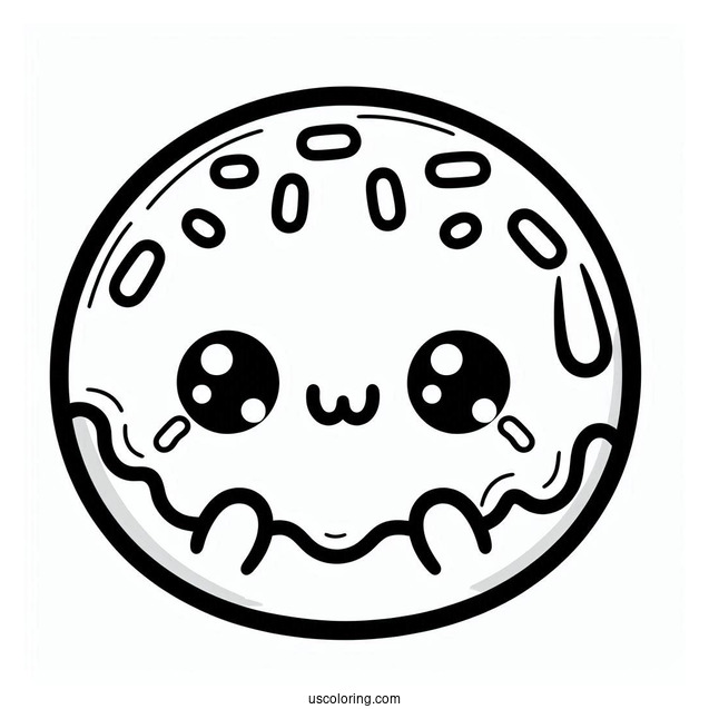 Kawaii Smiling Donut Coloring Sheet