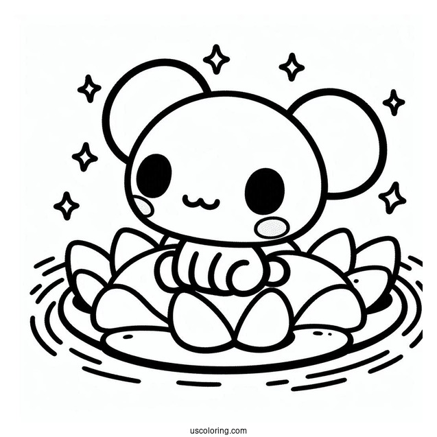 Sanrio Coloring Pages Of Keroppi With Kokero On Lily Pad