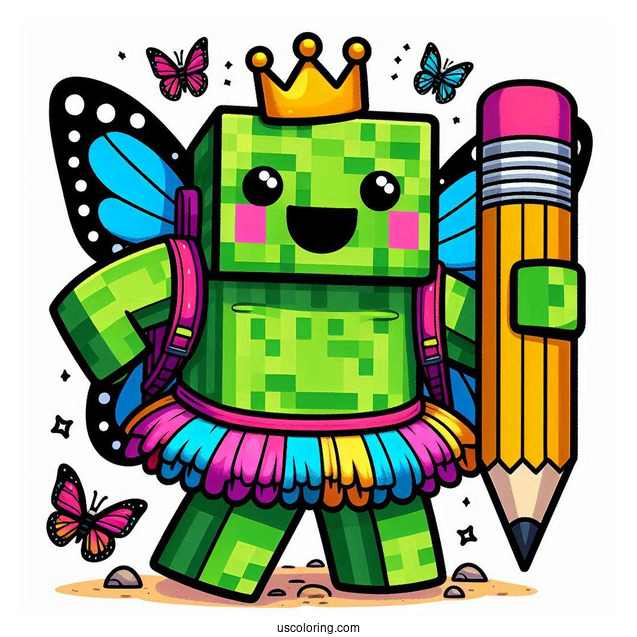Happy Minecraft Hulk Coloring Page For Kids