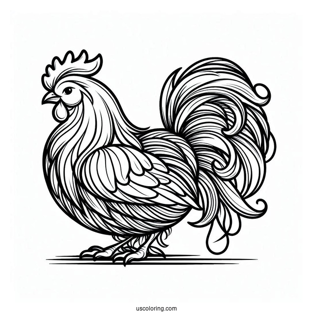 Chinese Silk Chicken Coloring Page