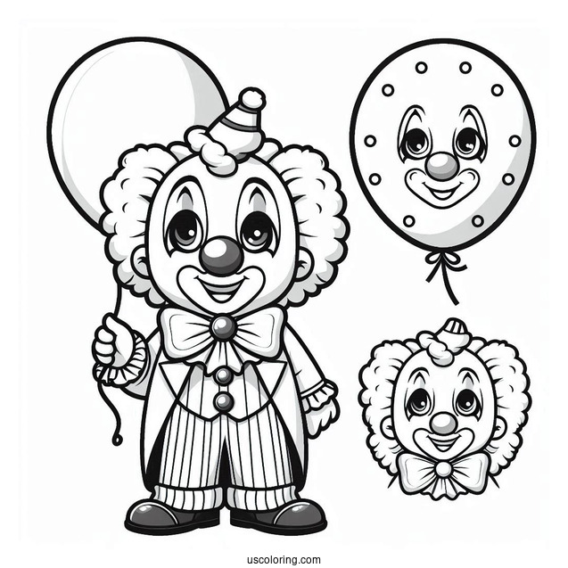 Clown Holding Balloon for Kids