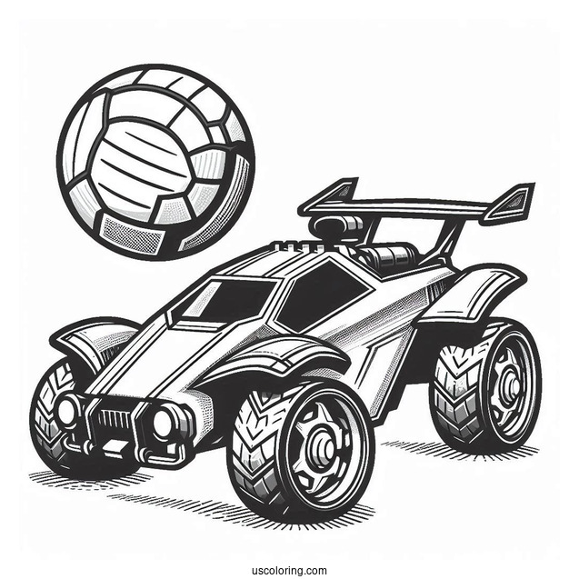 Rocket League Coloring Page Battle Car Next To The Ball