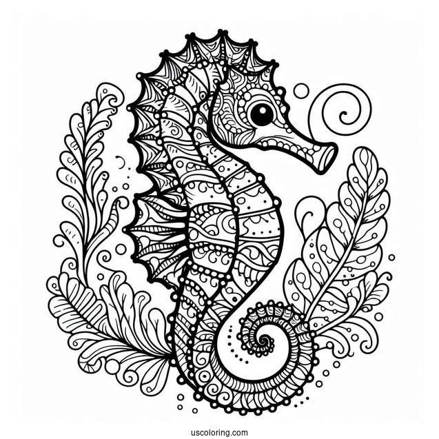 Seahorse Mandala Coloring Page For Adults