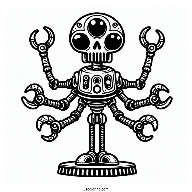 Evil Alien Robot Coloring Sheet