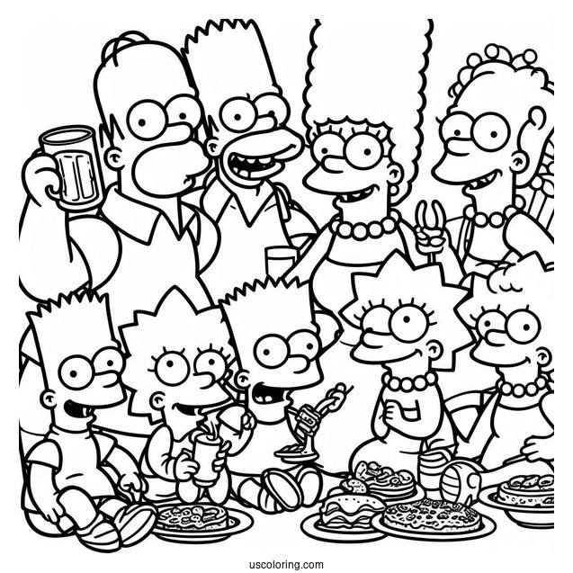The Simpsons Family Coloring Page