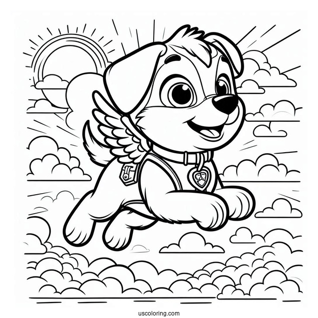 Skye Dog Flying In The Sky To Color