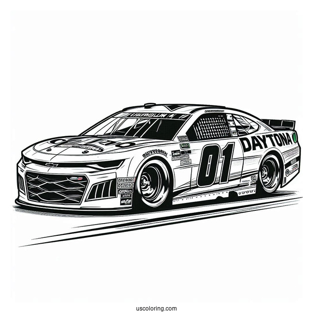 NASCAR Coloring Page Of Daytona Chevrolet Camaro Side To Side
