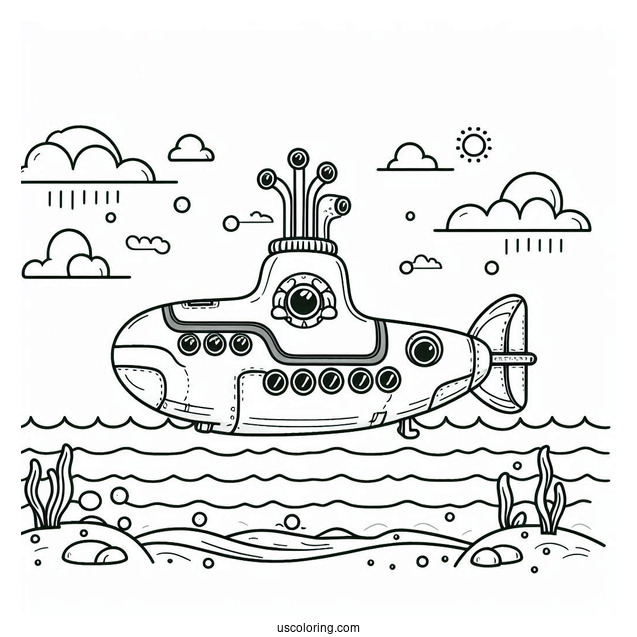 The Beetles Yellow Submarine Coloring Page
