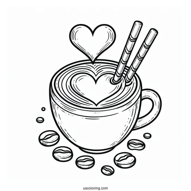 Coffee Coloring Pages Of Heart Coffee Art For Kids