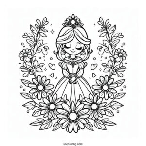 Simple Princess Daisy Coloring Page