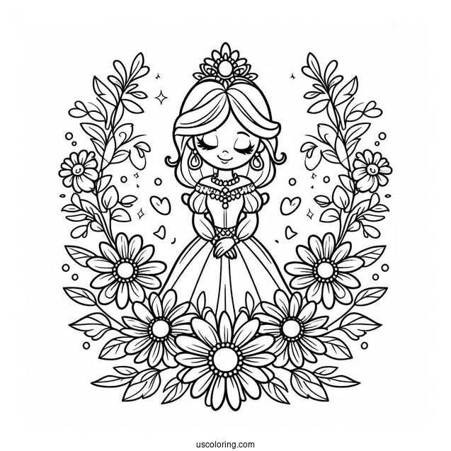 Simple Princess Daisy Coloring Page