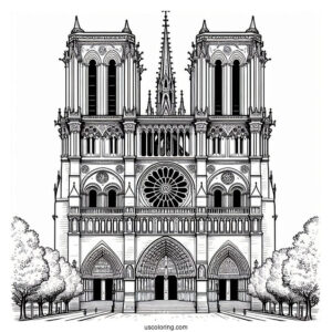 Church Coloring Page Of Notre Dame Cathedral