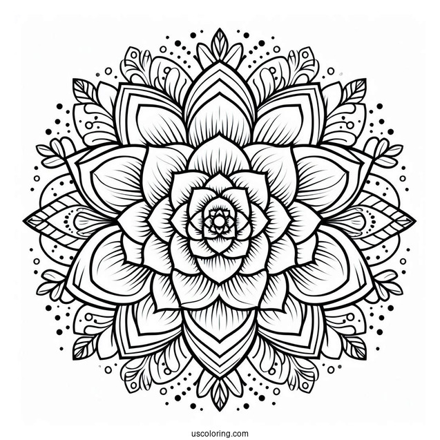 Succulent Coloring Page Flower Mandala