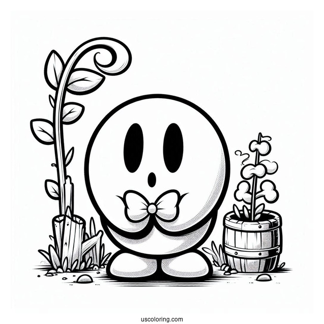 Dry Bones, Boo, And Shy Guy Coloring Page