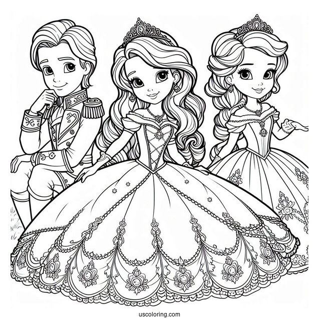 Sofia The First Coloring Page With Prince James, And Princess Amber