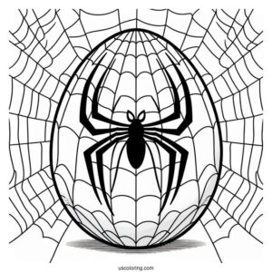 Spider Man Easter Egg With Web In Background Coloring Sheet