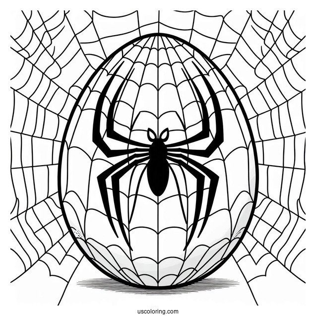 Spider Man Easter Egg With Web In Background Coloring Sheet