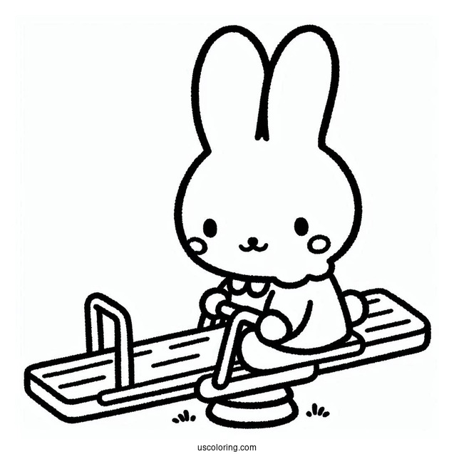 Miffy Coloring Page Of Melanie On A Seesaw For Kids