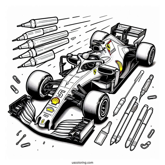 F1 Coloring Page Ferrari Race Car