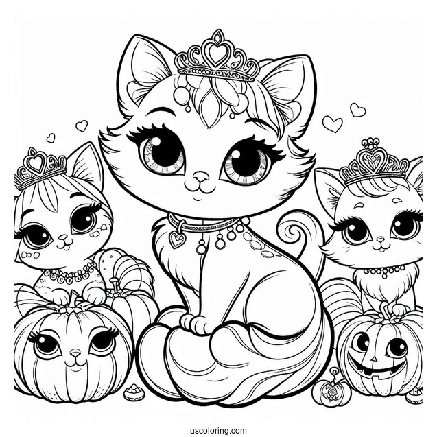 Palace Pets Coloring Page Of Whisker Haven Berry, Petite, Ms. Featherbon, Treasure, Dreamy, Pumpkin, And Sultan
