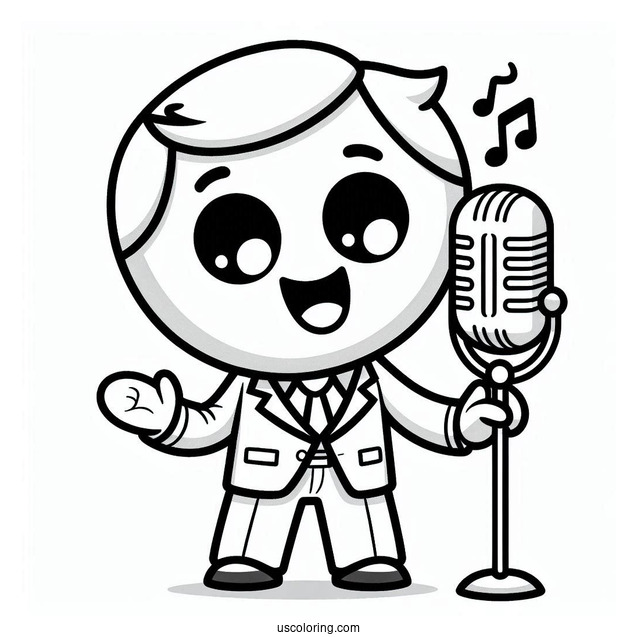 Sing Coloring Page Of Easy Outline Of Mike In Suit For Preschoolers
