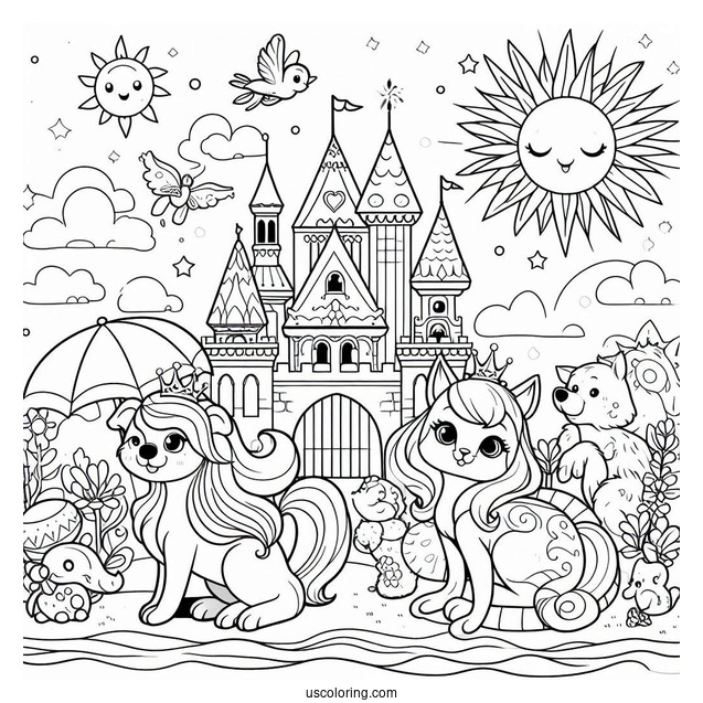 Palace Pets Coloring Page Of Simple Summer Outline Palace Pets