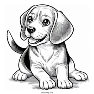 Alert Beagle Coloring Page