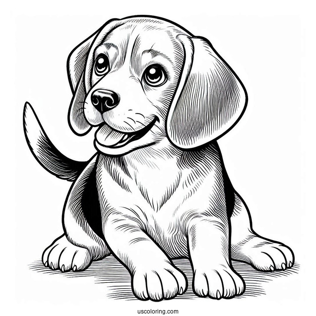 Alert Beagle Coloring Page