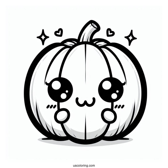 Blushing Cartoon Pumpkin Coloring Page
